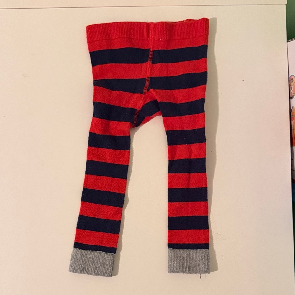 Boden Red and Black Striped Kids Tights